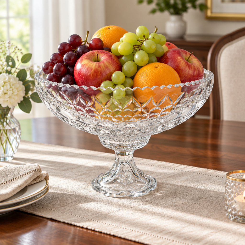 Glass Footed Fruit Bowl – 20x30cm