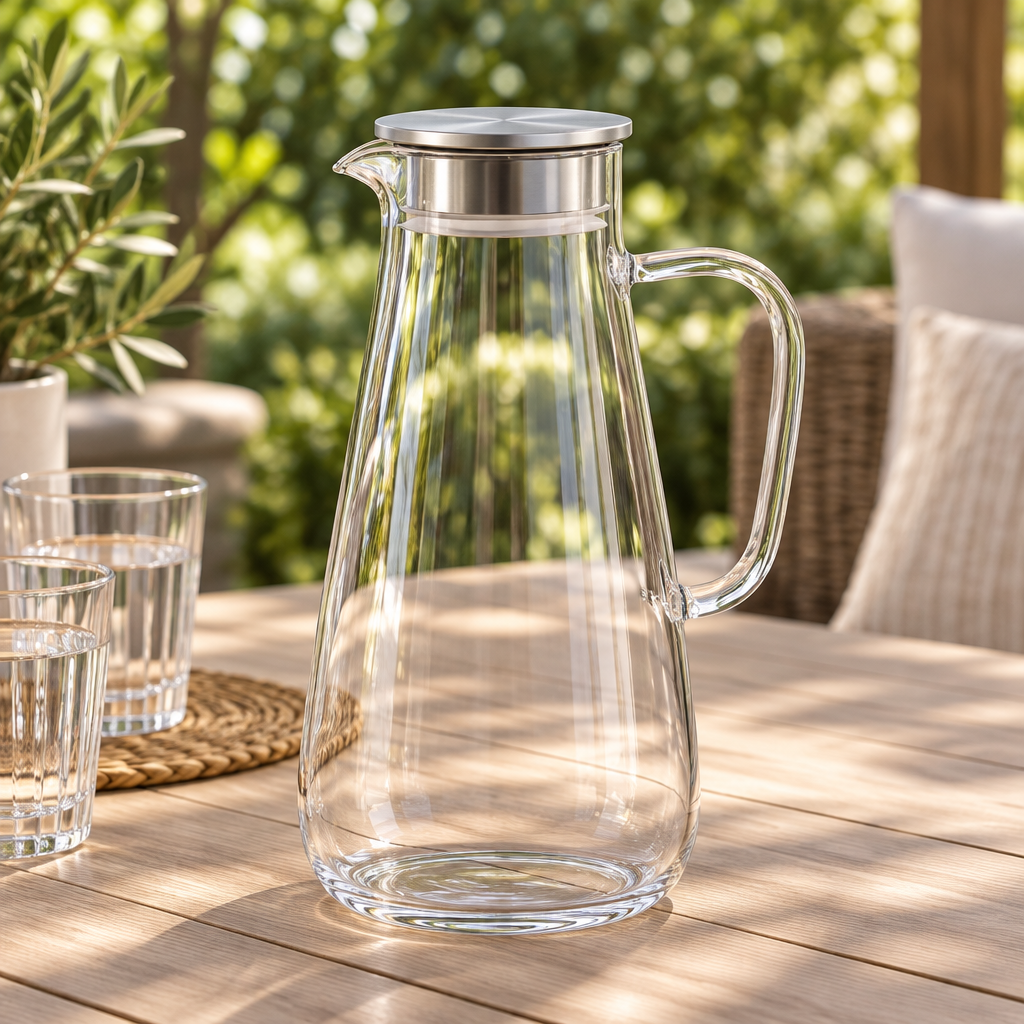 Diamonds Glass Jug with Lid – 1.7 Litres
