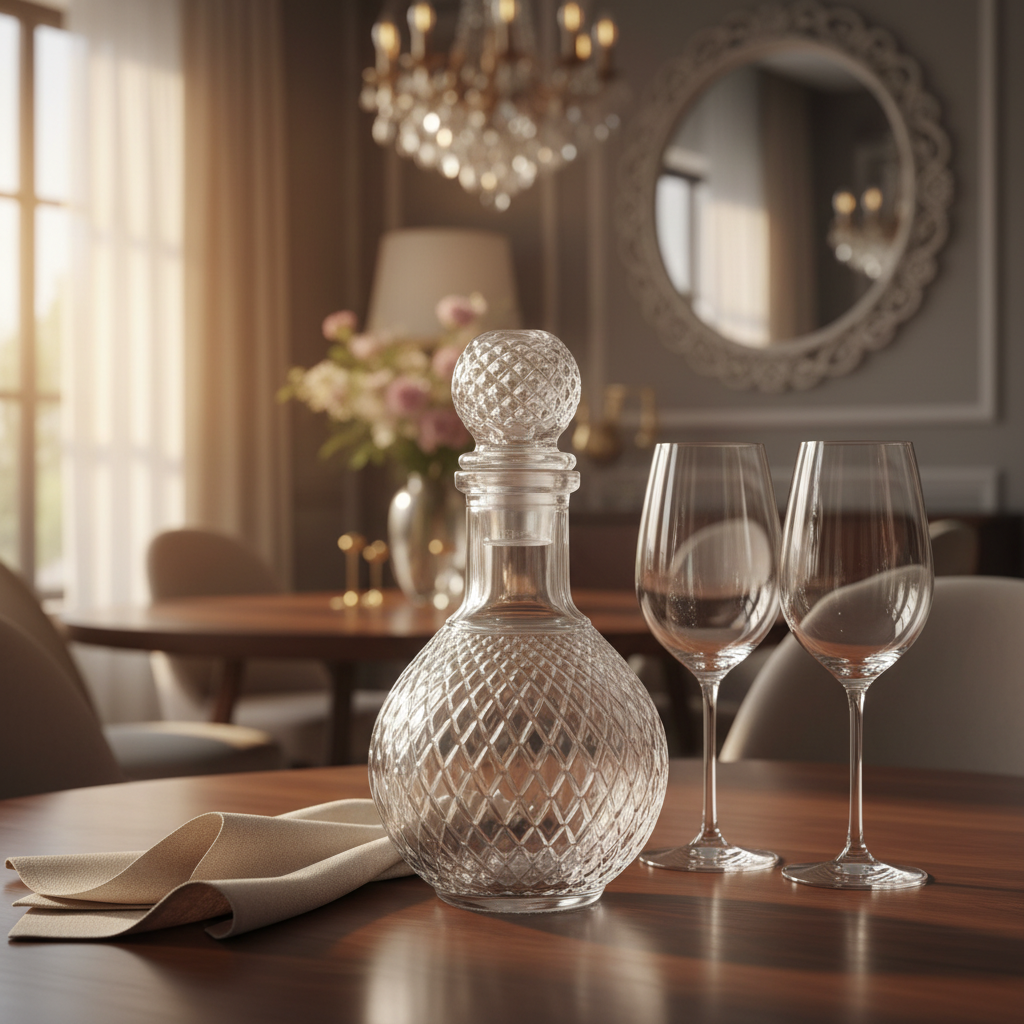 Clear Glass Decanter with Diamond Pattern - 750ml