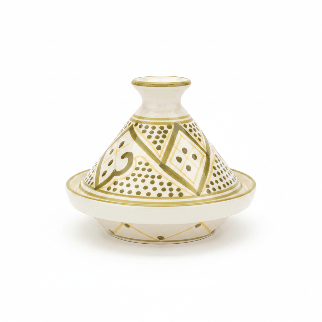 Slama Cream & Olive Gold Ceramic Tajine Set - 13cm