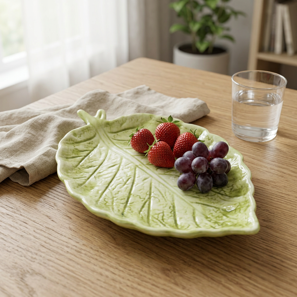 Luhpar Ceramic Leaf Plate Light Green - 8 Inch