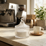 Glass Sugar Pot with Decorative Lid – 6×6cm
