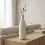 Ribbed Ceramic Flower Vase Off-White – 35cm
