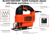 BLACK+DECKER 400W Compact Jigsaw, 300spm Speed of Cut