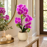 Artificial Orchid Flower Plant with Ceramic Pot Purple - 40cm