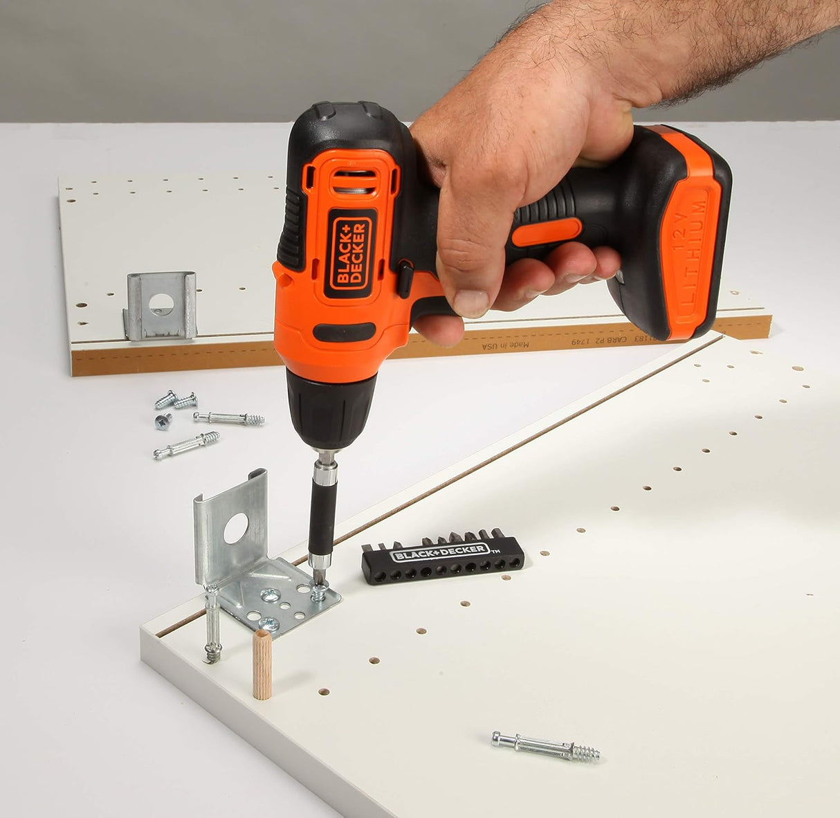 Black & Decker 12V 1.5Ah 900 RPM Cordless Drill Driver with 13 Pieces Bits in Kitbox For Drilling and Fastening, Orange/Black, LD12SP-B5, 1 Years Warranty