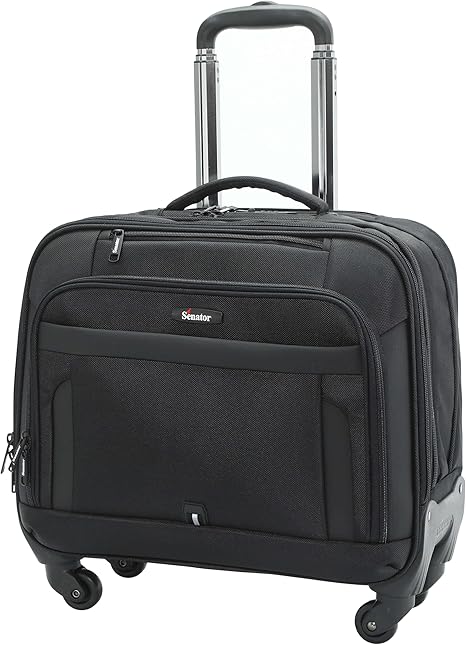 Senator KH102 17-Inch Premium Water-Resistant Pilot Bag with 4 Spinner Wheels & Secure Laptop Compartment – Unisex
