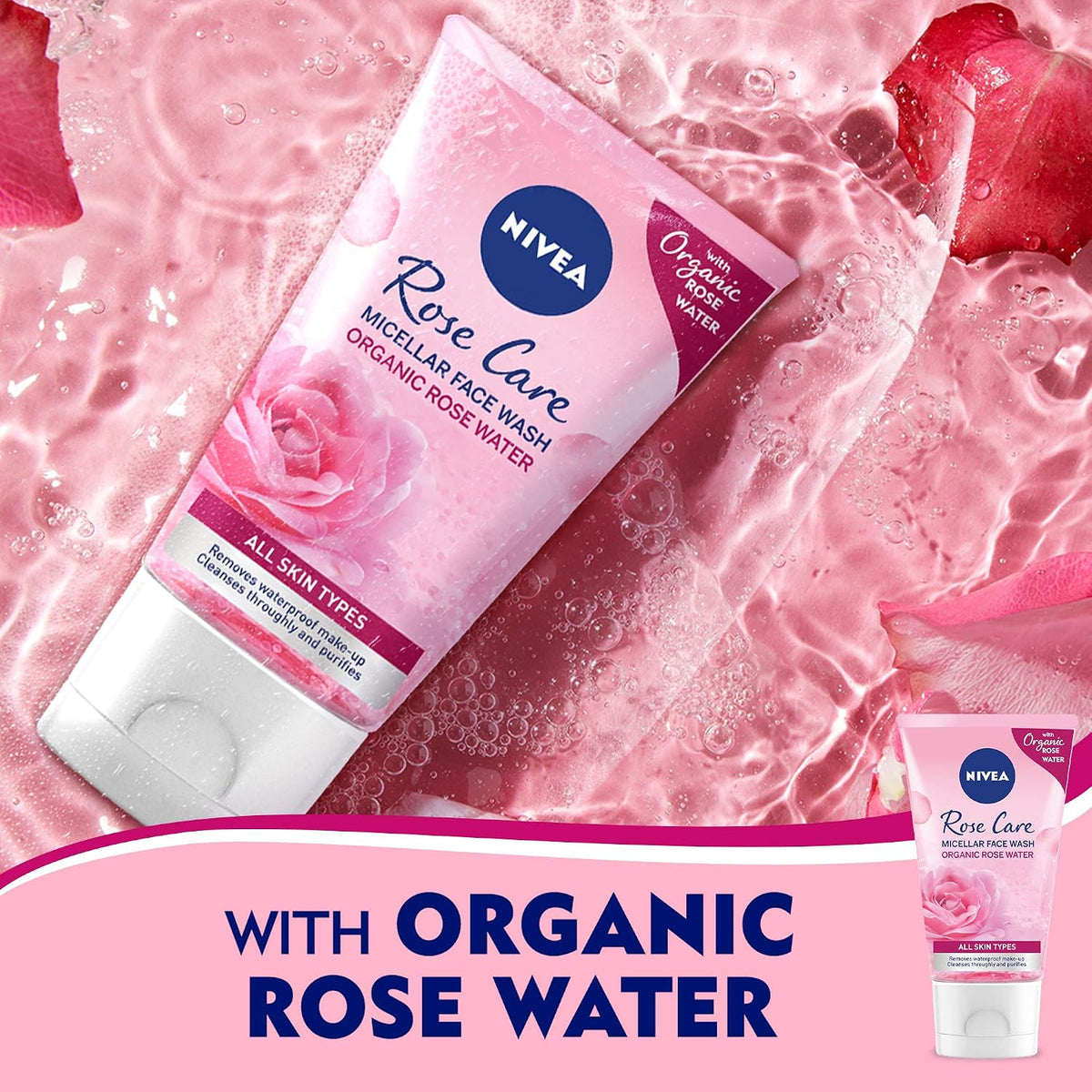 Nivea Face Wash Micellar, Rose Care 150ml
