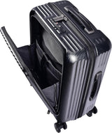 Eminent KK50B Alfred 20-Inch Hard Shell Cabin Luggage with Front-Loading Laptop Access, Dual-Side TSA Lock & USB Port – Brushed Black