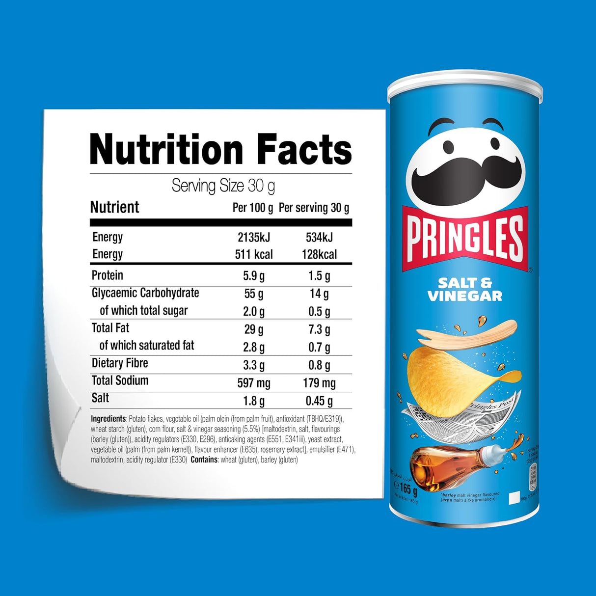 Pringles Salt & Vinegar Flavour - Potato Chips - 165gm