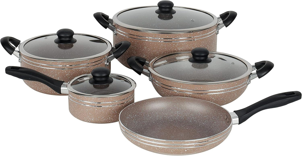 Delcasa 10-Piece Granite Coated Non-Stick Cookware Set - DC1889BGE