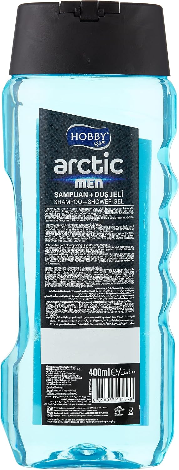 Hobby Men 2 in 1 Arctic Shampoo + Shower Gel Body Wash, 400ml