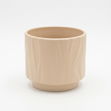 Ceramic Flower Vase with Textured Design Beige – 14×16cm