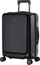Eminent KK50B Alfred 20-Inch Hard Shell Cabin Luggage with Front-Loading Laptop Access, Dual-Side TSA Lock & USB Port – Brushed Black
