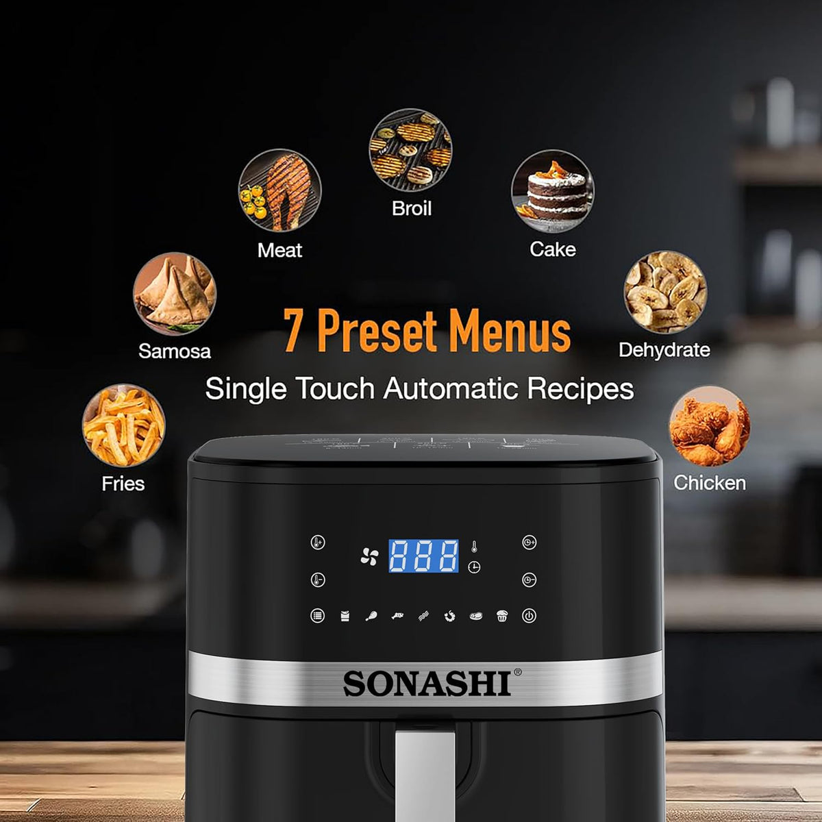 Sonashi Digital Air Fryer, 8 Ltr, SAF-800N