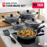 Delcasa 10-Piece Non-Stick Granite Coated Cookware Set - DC1889