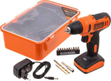Black & Decker 12V 1.5Ah 900 RPM Cordless Drill Driver with 13 Pieces Bits in Kitbox For Drilling and Fastening, Orange/Black, LD12SP-B5, 1 Years Warranty