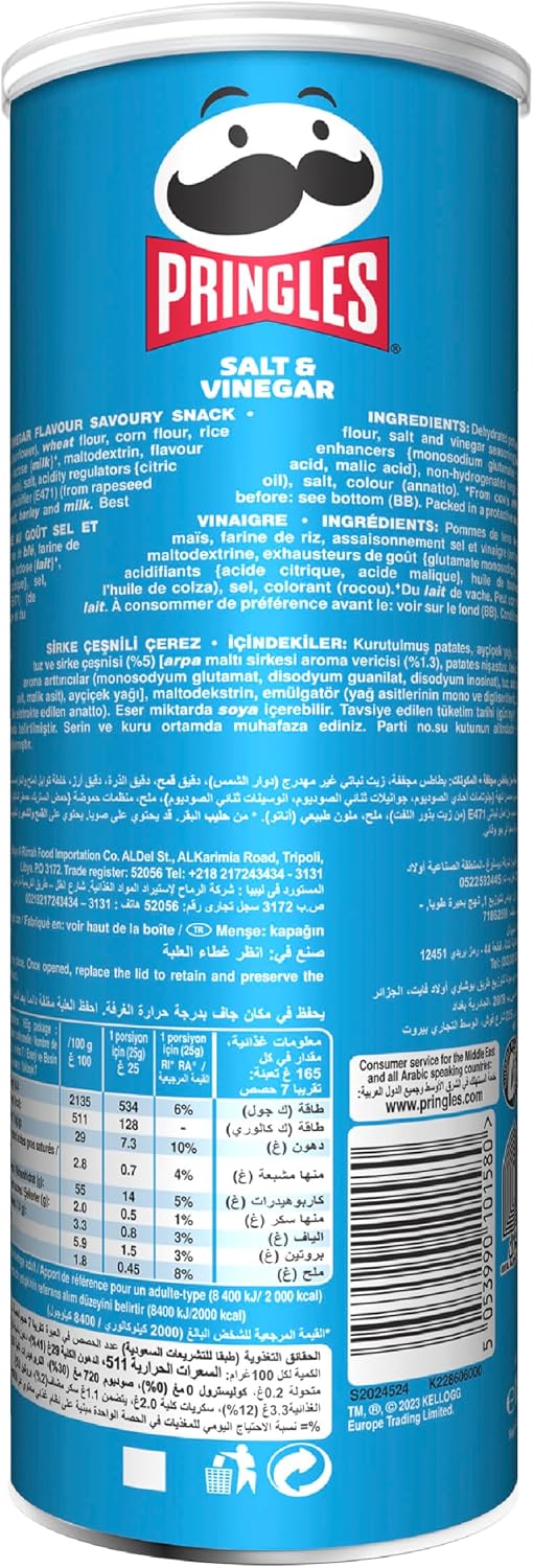 Pringles Salt & Vinegar Flavour - Potato Chips - 165gm