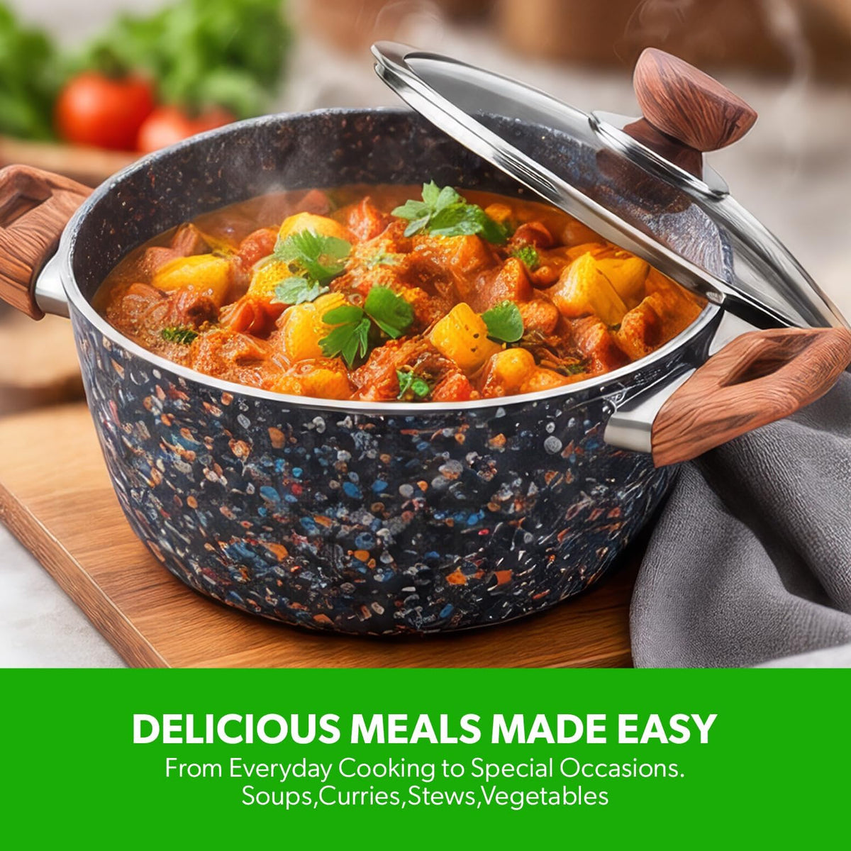 Royalford Forged Aluminium Casserole with Glass Lid, 26 cm, RF12017
