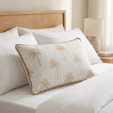 Rectangular Palm Tree Cushion Ivory & Beige - 28×50cm