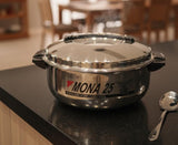 EAGLE PREMIUM STAINLESS STEEL CASSEROLE – 2500ML DURABLE HOT POT WITH DOUBLE WALL INSULATION, STEEL COLOR FOOD STORAGE & SERVING DISH