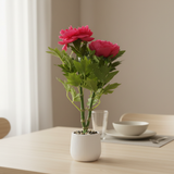 Artificial Flower Plant Pink with White Plastic Pot - 40cm