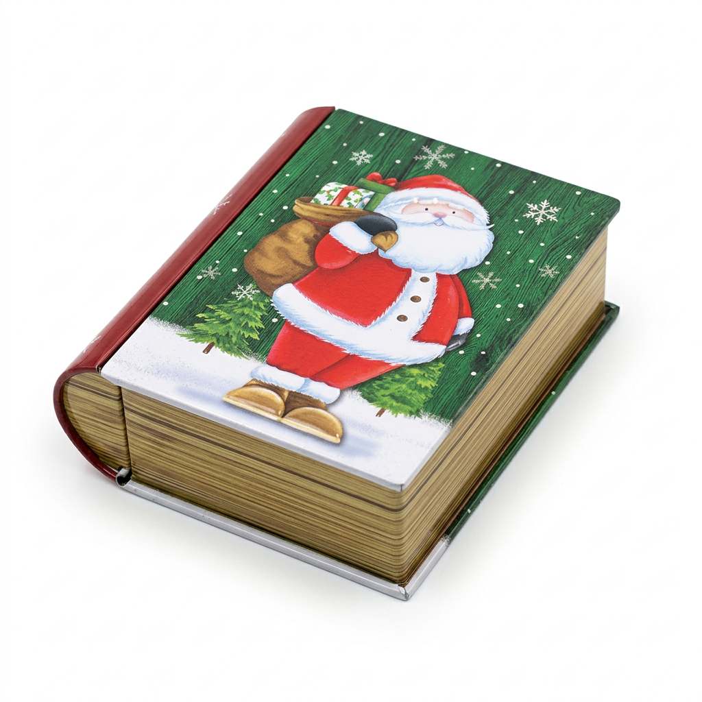 Metal Christmas Gift Box with Santa Design - 12×10cm