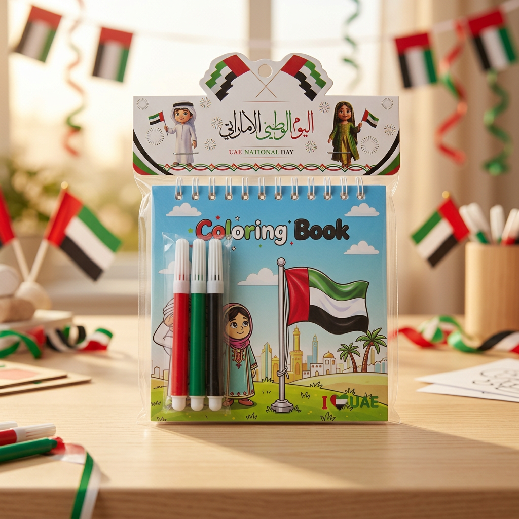 UAE National Day Colouring Book with 3 Sketch Pens – 12cm
