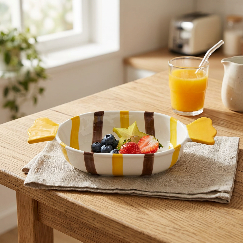 Ceramic Bowl with Two Handles - 17×12cm