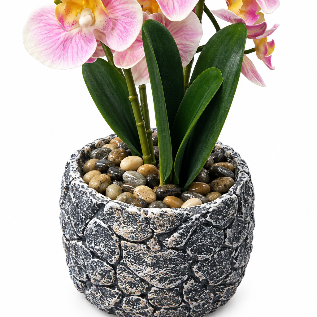 Artificial Orchid Flower Plant with Ceramic Pot Light Pink – 40cm
