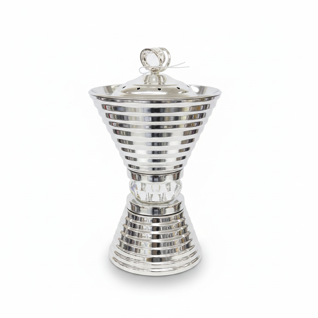 Happysmile Metal Incense Burner - 18 × 12cm - Gold / Silver
