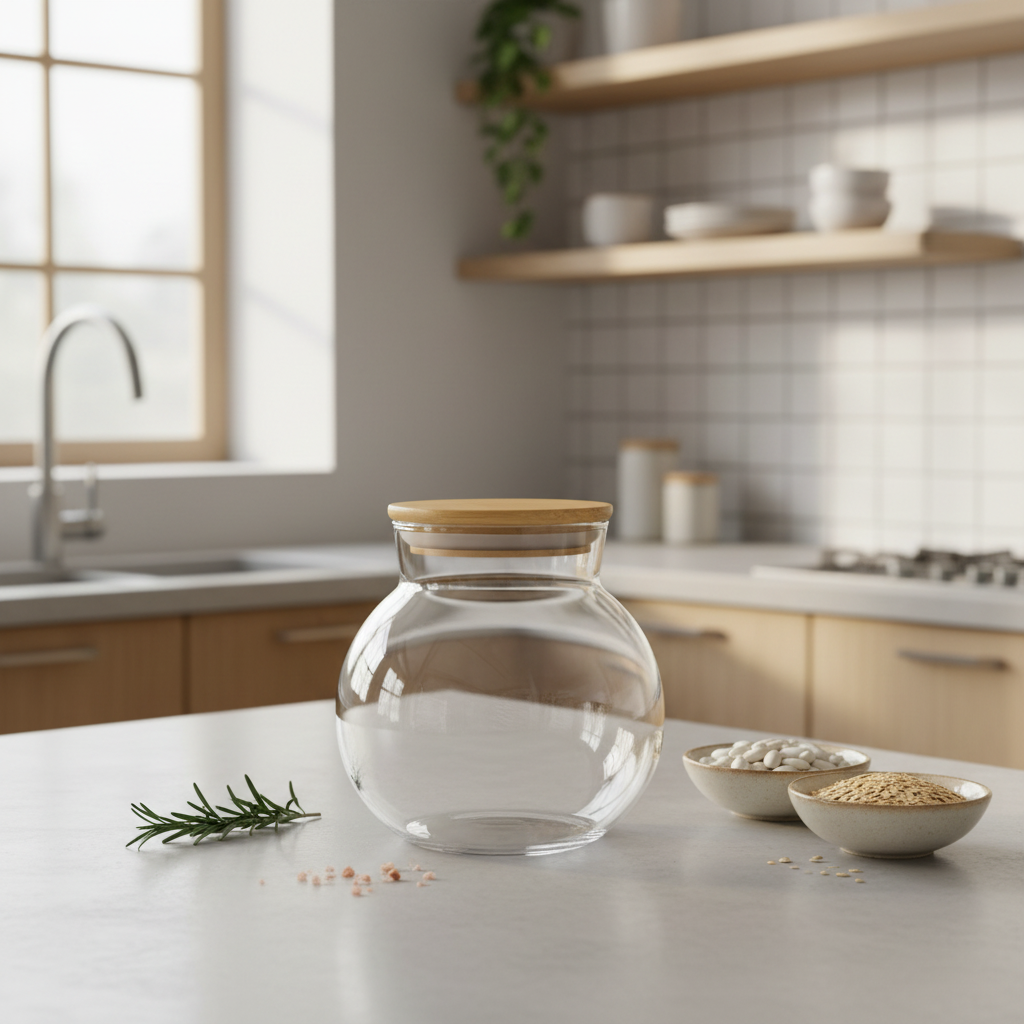 Glass Jar with Natural Bamboo Lid - 350ml
