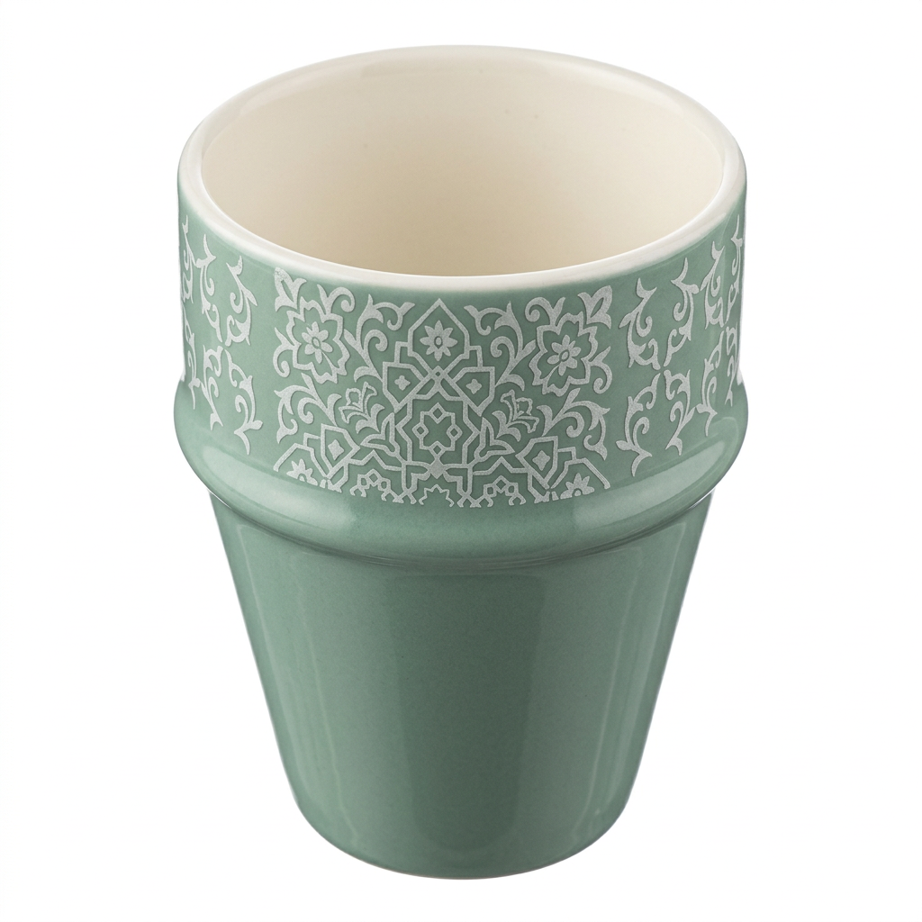 Dallah Addar 12-Piece Ceramic Cawa Cup Set Sage Green - 100ml