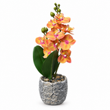 Artificial Orchid Flower Plant with Ceramic Pot Orange - 40cm