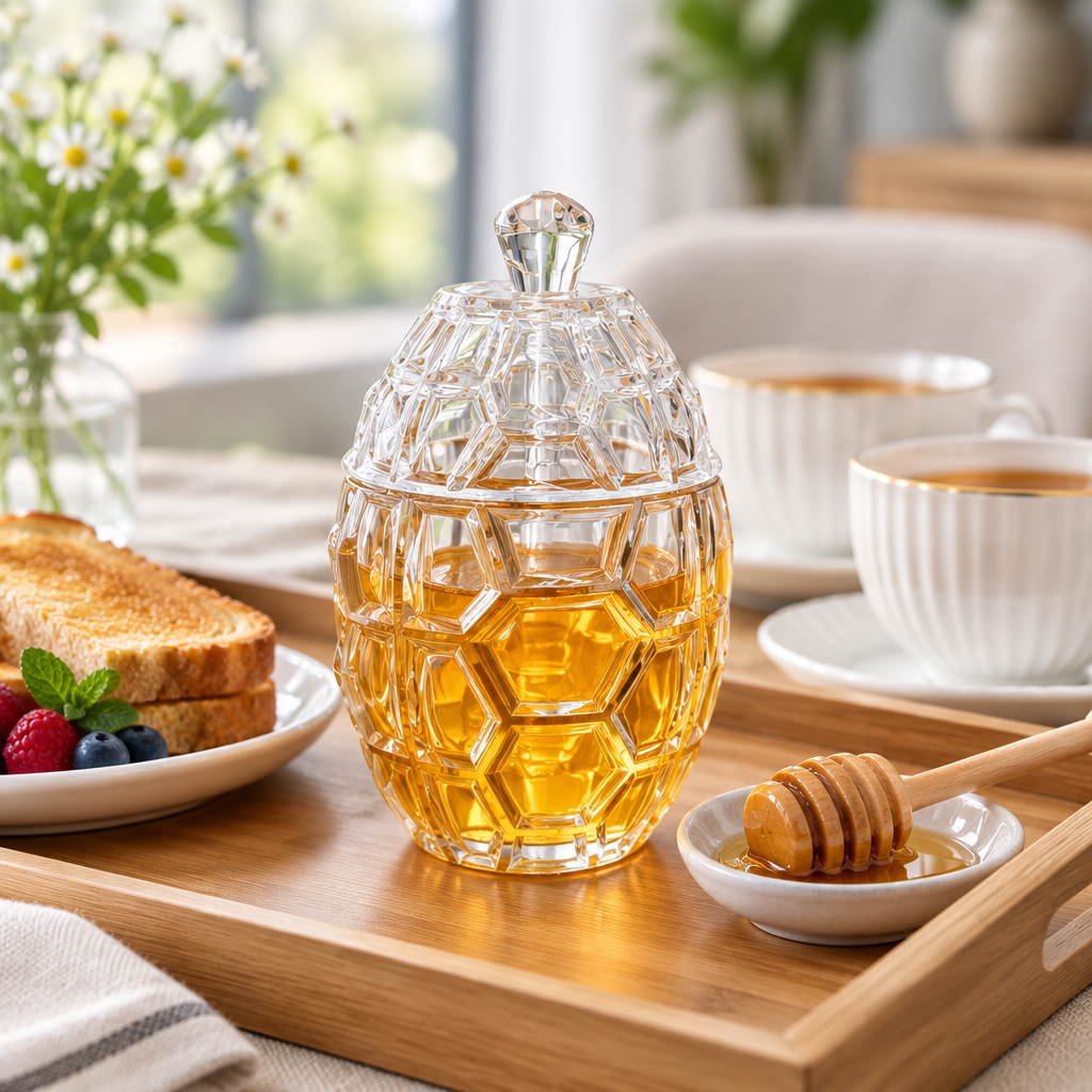 وعاء عسل أكريليك مع غطاء - 300 مل