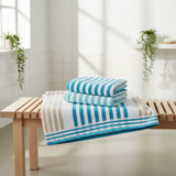 BTC Bath Towel Turquoise Blue & White Striped - 70×140cm