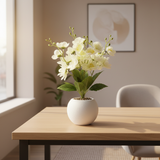 Artificial Flower Plant White with White Plastic Pot - 40cm
