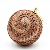 Plastic Christmas Décor Balls with Brown Leaf Design 3-Piece Set - 10cm
