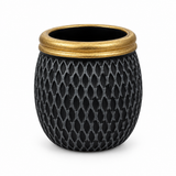 Ceramic Flower Vase Black with Gold Rim - 9×9cm