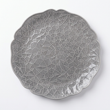 Ceramic Plate with Geometric Pattern & Scalloped Edge Grey – 27cm