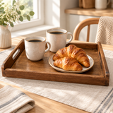 Luhpar Rectangular Wooden Serving Tray with Cutout Handles - 42×28cm