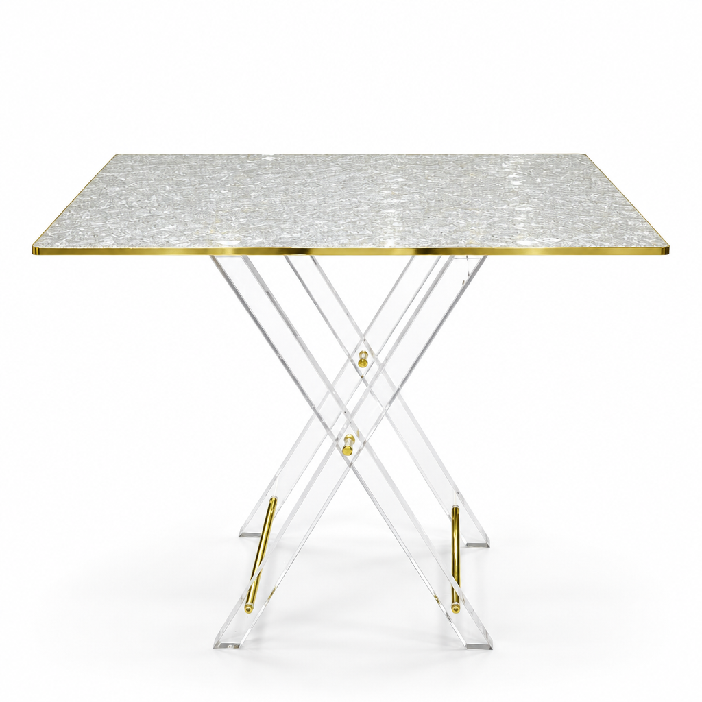 Pilsco Acrylic 4-Piece Table Set with Gold Trim – 50×50×40cm