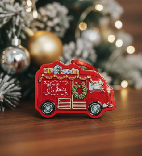 AKDC 12cm Red Truck Candy Box with Santa Design | Decorative Christmas Gift Box for Kids