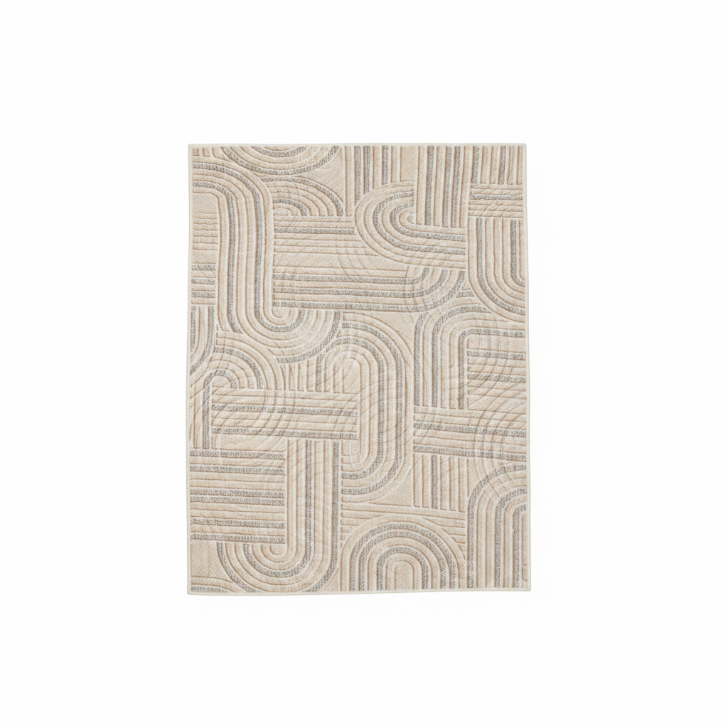 Carpet Ivory with Taupe & Light Grey Abstract Pattern