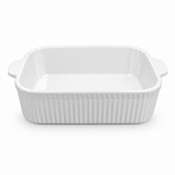 Ceramic Baking Dish with Ribbed Sides & Handles – 20×14cm