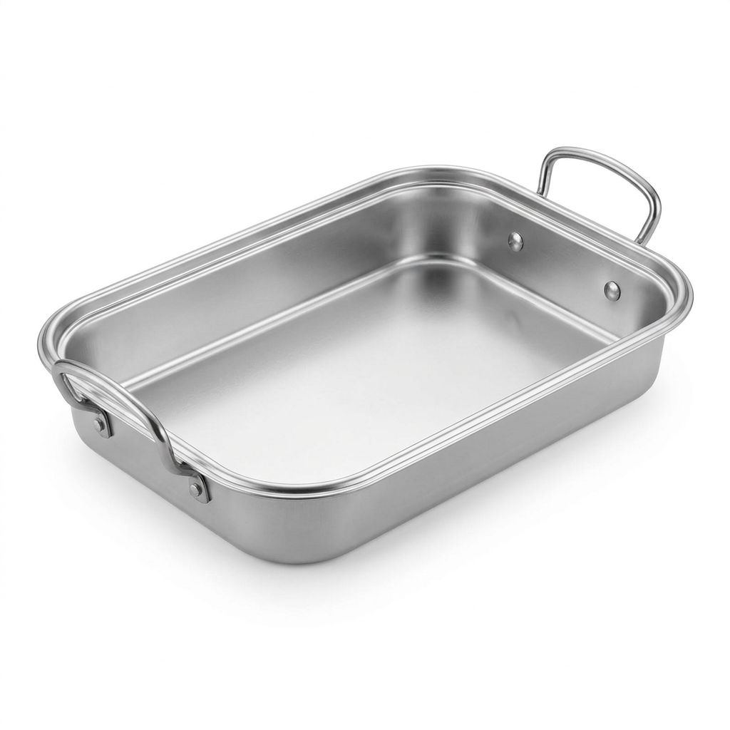 Jiham Stainless Steel Tray with Twin Handles Silver – 36×26cm