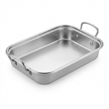 Jiham Stainless Steel Tray with Twin Handles Silver – 36×26cm
