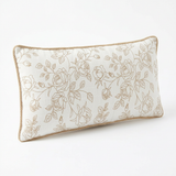 Rectangular Rose Floral Cushion Ivory & Beige - 30×70cm