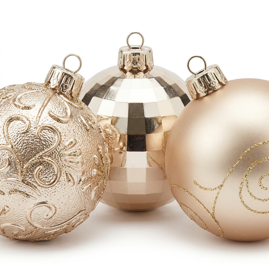 Plastic Christmas Décor Balls 24 Piece Set Champagne gold - 8cm