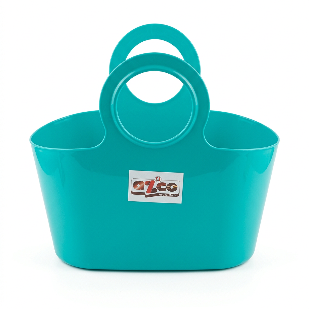 Azco Plastic Shopping Basket with Handles Turquoise – 30×15cm